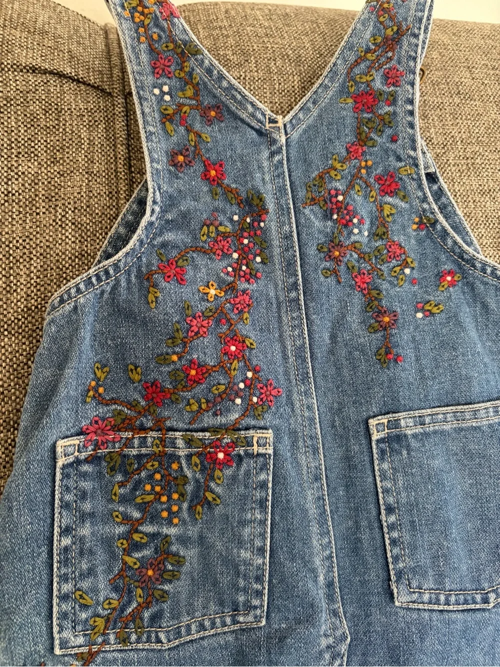 Y2K Oshkosh denim jumper floral embroidered 2T